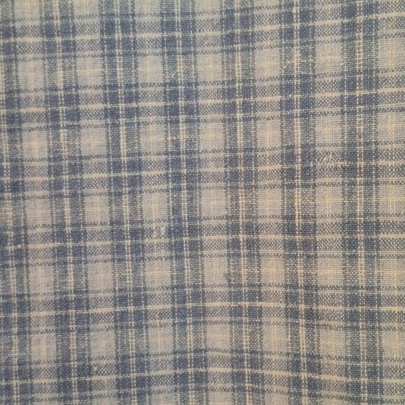 Baxter Brand Natural Clothing Shirt Linen Cotton Blend Blue Plaid L Band Collar - Picture 6 of 15